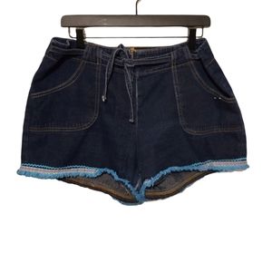 Jean shorts Tie Knot draw string shorts with pockets & embroidered hem XLARGE